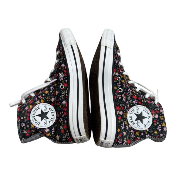 Converse All Star Hi BLACK FLORAL SneakerWomen’s Size 8 Unique Corduroy Style - Picture 6 of 7